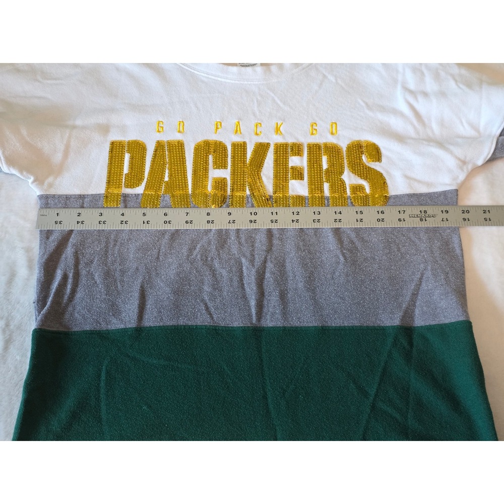 PINK Victoria's Secret Green Bay Packers Sequin Sweatshirt Grey Green XS RARE - Picture 8 of 9